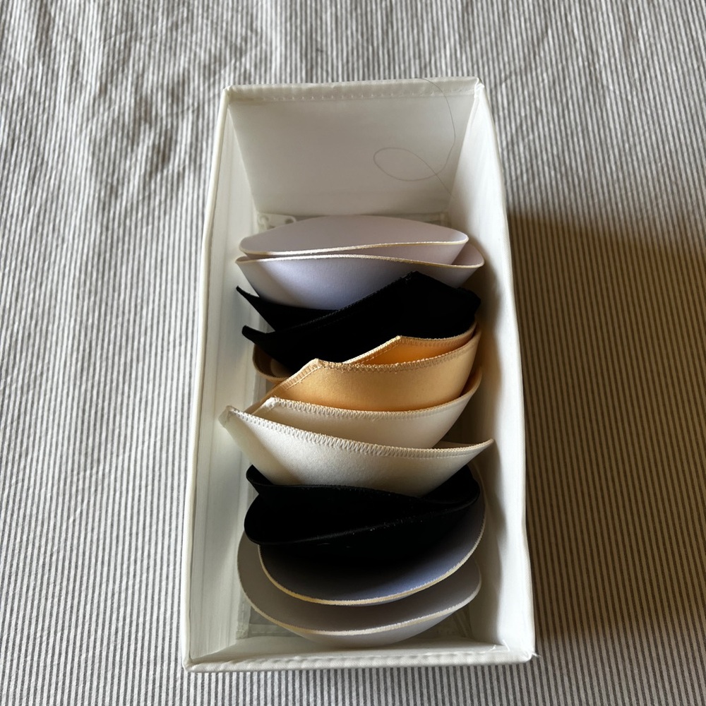 6 Bra Pad Inserts in Black, Cream, and White